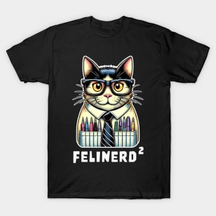 Felinerd Squared, Hipster Cat T-Shirt, Feline Nerd with Glasses Graphic Tee, Funny Cat Lover Gift, a square cat squared T-Shirt